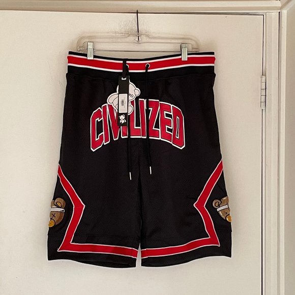 Civilized Bear Basketball Style Shorts Black - Picture 1 of 4